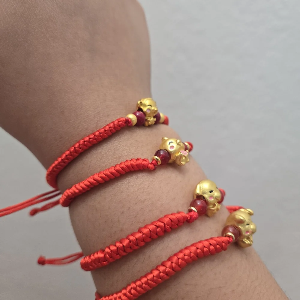 Red and Gold Chinese Zodiac Lucky Charm Bracelet - Picture 6 of 15